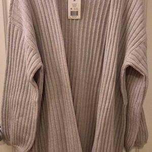 True Craft Women's Ribbed Cardigan - Light Gray